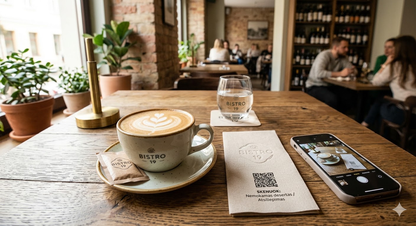 Restorano reklaminė atributika su logotipu