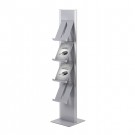 Brošiūrų stovas Totem sidabrinis su plieninėmis brošiūrų lentynomis