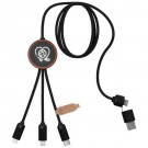 Reklaminė atributika: SCX.design C37 3-in-1 rPET light-up logo charging cable with round wooden casing