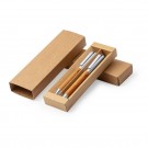 Reklaminė atributika su logotipu (Recycled leather writing set, ball pen and roller ball pen)