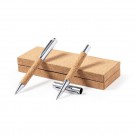 Reklaminė atributika su logotipu (Cork writing set, ball pen and roller ball pen)