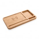 Bamboo stalo organizatorius 5W belaidis įkroviklis, rudos spalvos