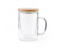 Reklaminė atributika su logotipu (Glass mug 450 ml with infuser and lid)