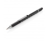 5-in-1 aliumininis įrankių rašiklis, pilkos spalvos.