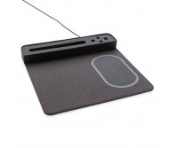 Air mouse kilimėlis su 5 W belaidžiu įkrovimu ir USB, juodos spalvos
