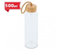 Stiklo butelis su bambuko dangčiu