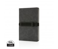 Verslo dovanos: (en:Deluxe hardcover PU notebook A5 with phone and pen holder)