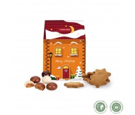 Imbieriniai sausainiai namelio formos saldumynų dėžutėje su Jūsų reklama
