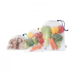 Tinklinių maišelių rinkinys vaisiams ir daržovėms (be popierinės įmautės), komplektas 3 vienetai