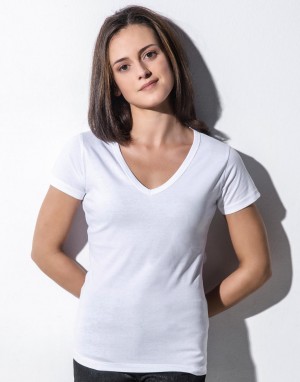 Moteriški ekologiški marškinėliai su V formos kaklo iškirpte