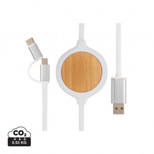 Verslo dovanos: (en:3-in-1 cable with 5W bamboo wireless charger)