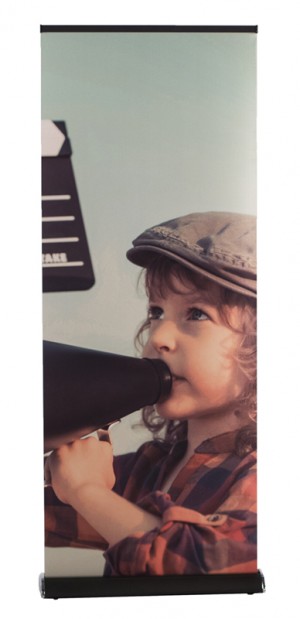 Premium juodas ištraukiamas stendas 85 x 160-220 cm