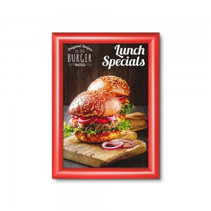 25 mm užspaudžiamas rėmelis su įstrižais kampais A4 raudonas