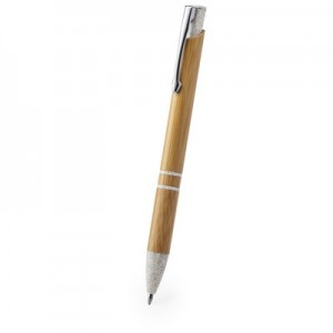 Bambuko rutulinis rašiklis, kviečių šiaudų detalės, metalo klipas