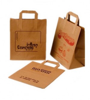 Popieriniai maišeliai su plokščiomis rankenėlėmis, ruda spalva, 250x310 mm