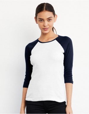 Moteriški kontrastiniai marškinėliai su 3/4 reglano rankovėmis 