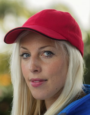 Šiauštos medvilnės kepurė su kontrastingos spalvos įsiuvu snapelyje, Result Headwear RC024P