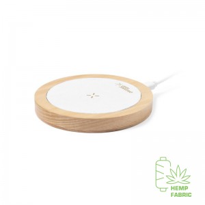 Reklaminė atributika su logotipu (Organic hemp wireless charger 15W, wooden details)
