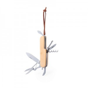 Daugiafunkcinis įrankis, kišeninis peilis, 9 funkcijos, bambuko sukibimas