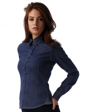 DNM Vision moteriški džinsiniai marškiniai ilgomis rankovėmis