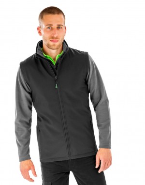 Drabužiai reklamai (Men`s Recycled 2-Layer Printable Softshell B/W), Result Genuine Recycled R902M