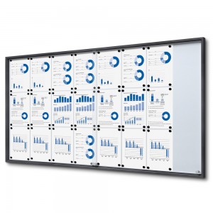 Vidinis užraktas. Vitrinos stumdomos durys Slim 24xA4 RAL 7016