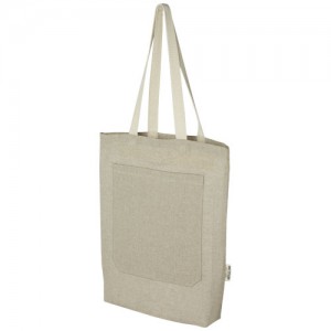„Pheebs“ 150 g/m² perdirbto medvilnės krepšys su priekine kišene 9L
