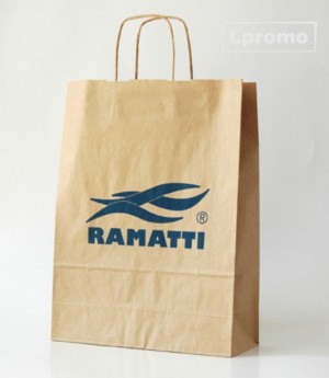 Popieriniai reklaminiai maišeliai. Kraft rudi, 400x390 mm