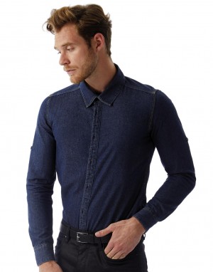 DNM Vision vyriški džinsiniai marškiniai ilgomis rankovėmis