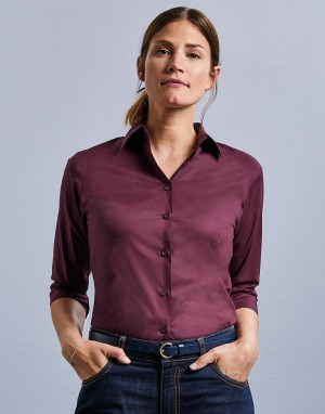 Moteriški su 3/4 rankovėmis lengvos priežiūros, formuojantys, liemenuoti marškiniai
