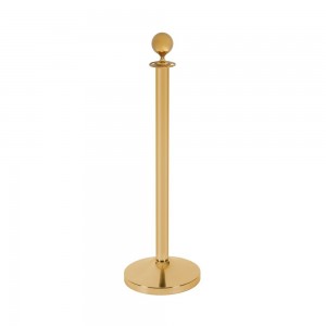 Auksinė barjerinė virvė su stovu ir rutulio formos viršumi