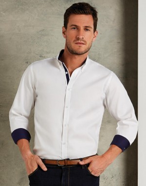 Tailored Fit Premium Contrast Oxford Shirt. Vyriški marškiniai, Kustom Kit KK190