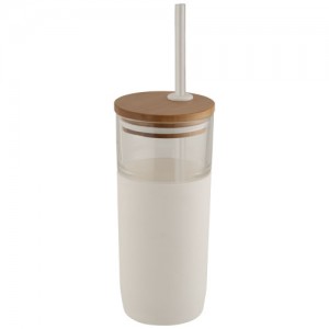 Arlo 600 ml stiklinė gertuvė su bambuko dangteliu