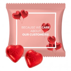 Šokoladinės širdelės krepšelyje su Jūsų reklama