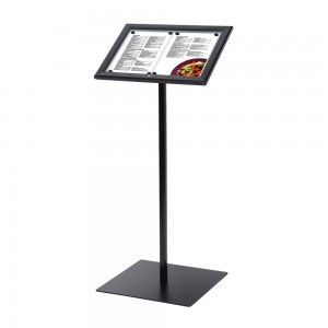 Juodas užrakinamas meniu stovas neapšviestas 2x A4