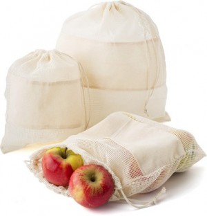 Organinės medvilnės maišelis vaisiams ir daržovėms, 3 vnt

