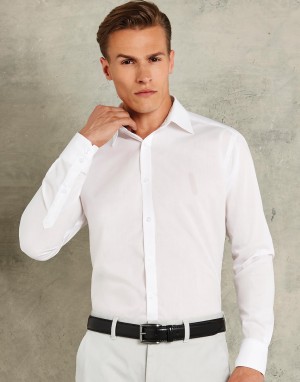 Vyriški aptempti, liemenuoto kirpimo dalykiniai marškiniai ilgomis rankovėmis