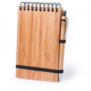Bambuko užrašų knygelė A6, rutulinis rašiklis