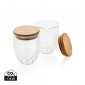 Verslo dovanos: (en:Double wall borosilicate glass with bamboo lid 250ml 2pc set)