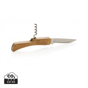 Verslo dovanos: (en:Wooden knife with bottle opener)