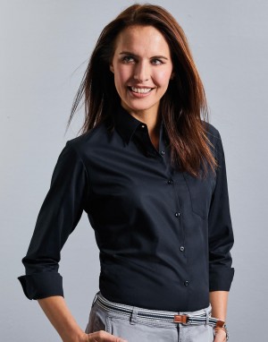Ladies Cotton Poplin Shirt. Moteriški marškiniai, Russell Collection 0R936F0