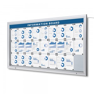 Lauko užrakinama vitrina su apšviestu logotipu ir dujine spyruokle 27x A4