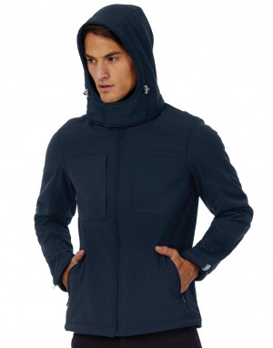 Vyriškas minkšto paviršiaus džemperis (striukė) su gobtuvu, B&C Outerwear JM950