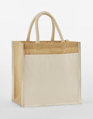 Drabužiai reklamai (Cotton Pocket Natural Starched Jute Midi Tote), Westford Mill W483