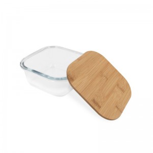 Reklaminė atributika su logotipu (Glass lunch box 350 ml, bamboo lid | Aaron)