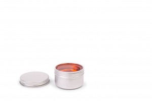 50 ml apvali aliuminio dėžutė, 46 x 31 mm 