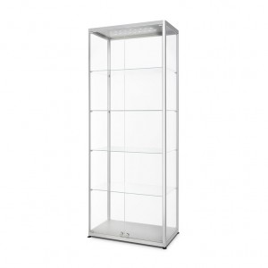 Stiklinė vitrina su LED apšvietimu, dvigubos durys, 80 x 40 x 200 cm.