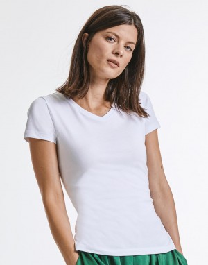 Moteriški ekologiški marškinėliai su V formos kaklo iškirpte