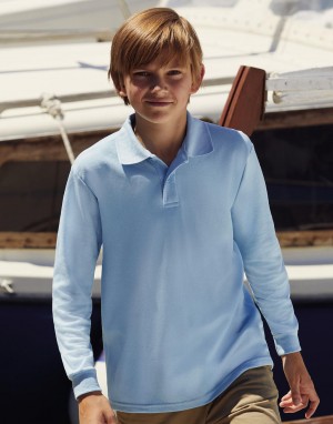KIDS 65/35 LONG SLEEVE POLO. Vaikiški polo marškinėliai, Fruit of the Loom 63-201-0