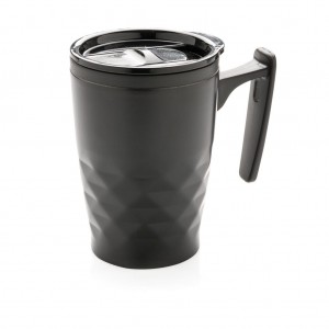 Geometrinis kavos puodelis, juodos spalvos